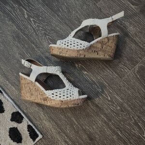 Jellypop Women's Vilnius Style Crochet Lace Cream Wedges Cork Neutral Size 8.5